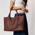 Solana Woven Vegan Leather Tote (Brown)