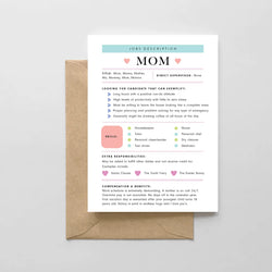 Mom Job Description Card