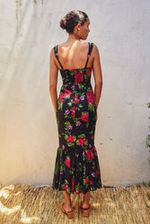 Midnight Rose Midi Dress