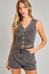 Separate Ways Denim Romper