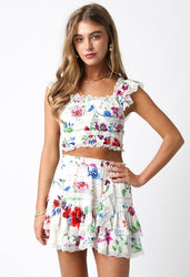 Poppy Floral Mini Skirt