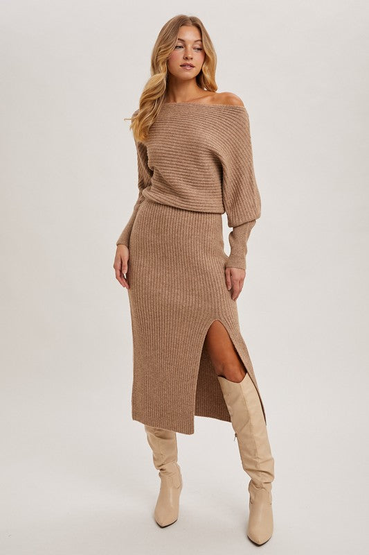 Kara Knit Midi Dress Large / Mocha Kara Knit Midi Dress Large / Mocha