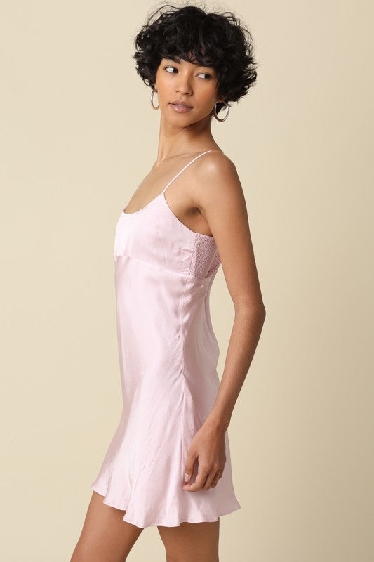 Avery Satin Mini Dress Large / Pink