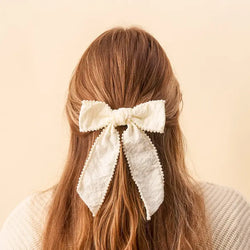 Pearl Hair Bow (Cream)