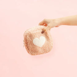 Heart Square Teddy Pouch (Pink)