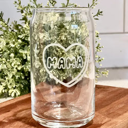 Mama Heart Beer Can Glass