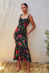 Midnight Rose Midi Dress