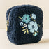 Dainty Floral Square Teddy Pouch (Navy)