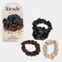 Rosette Ruched Satin Scrunchies (Black)