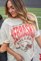 Nebraska 1869 Helmet Thrifted Tee