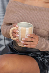 Striped Stoneware Footed Mug