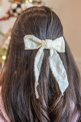 Pearl Hair Bow (Cream)