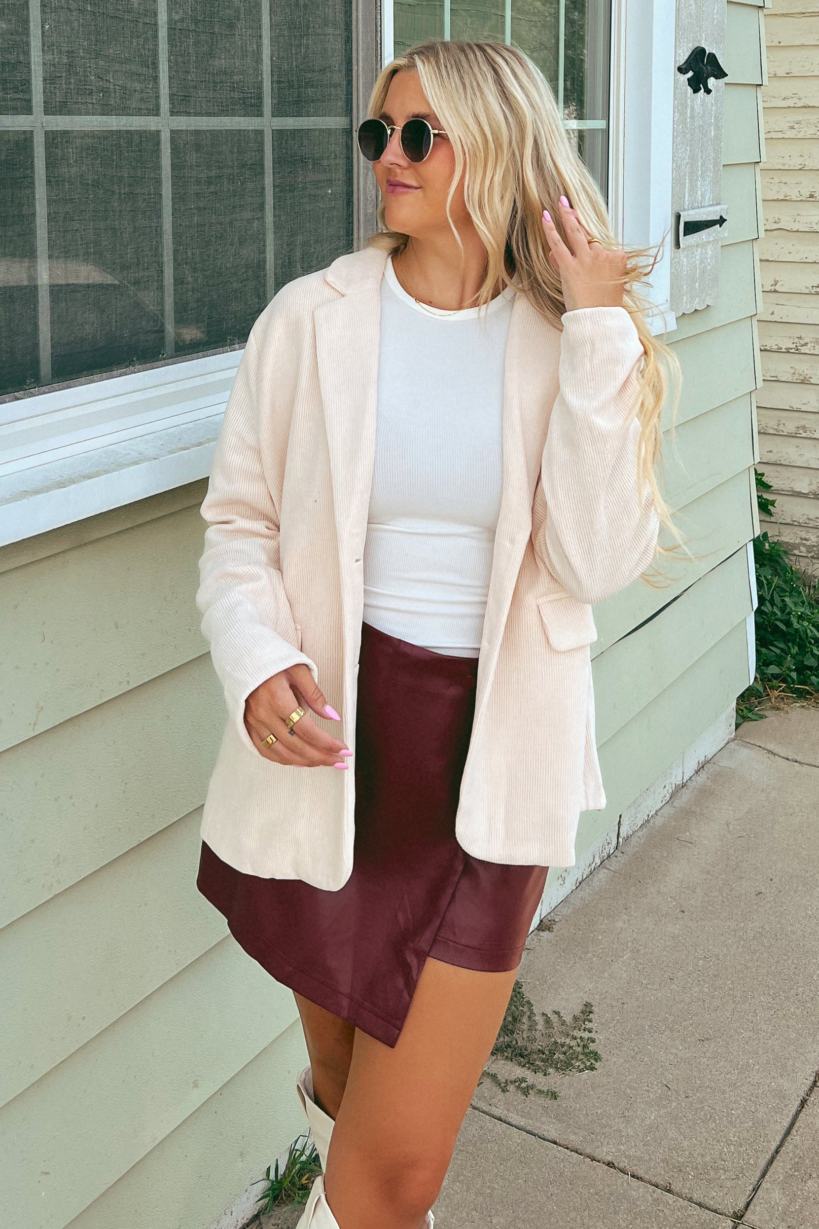 Pink knit clearance blazer