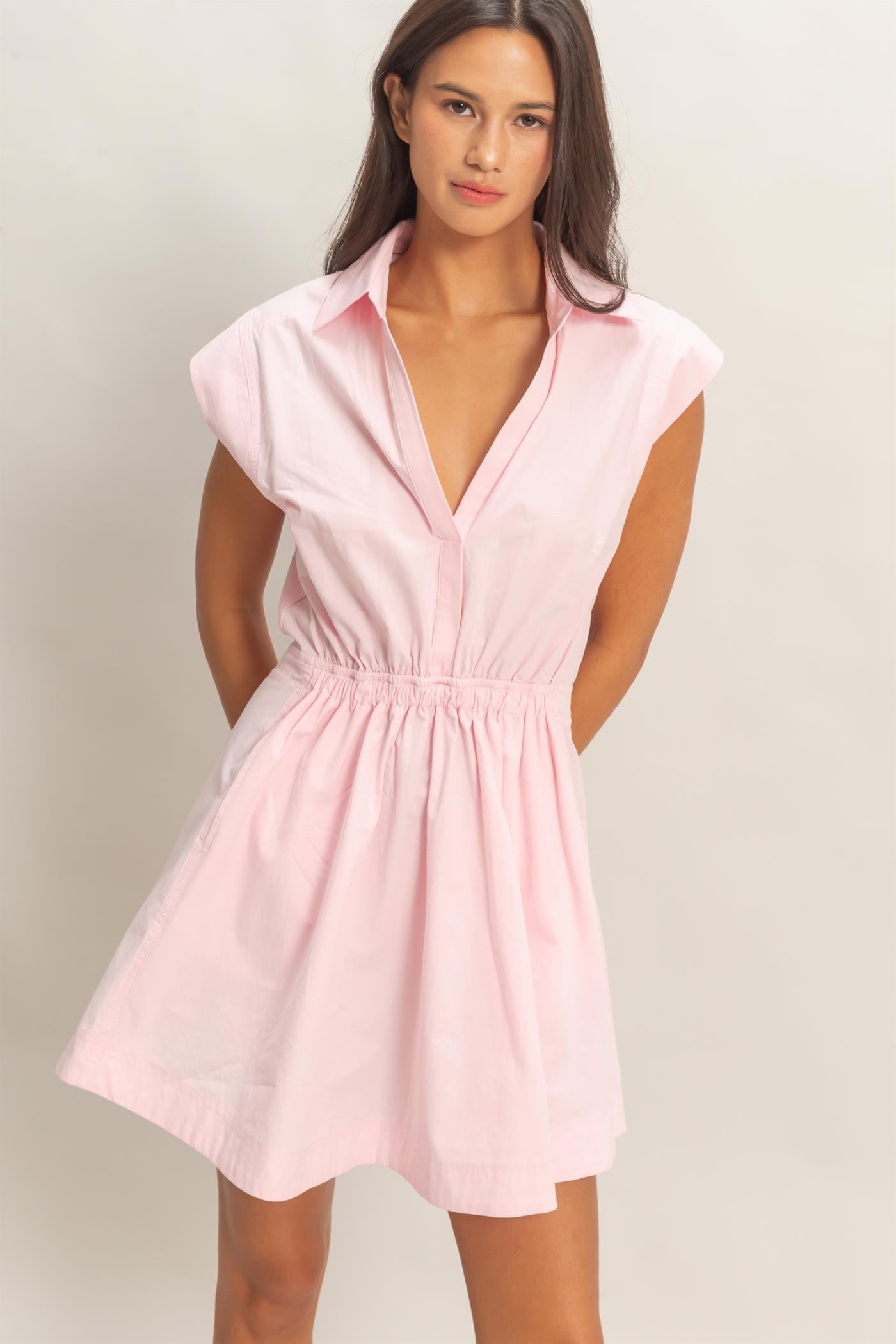 Daly Shirred Mini Dress Soft pink / L