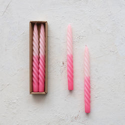 Pink Ombre Twisted Taper Candles