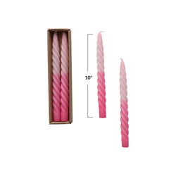 Pink Ombre Twisted Taper Candles