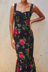 Midnight Rose Midi Dress