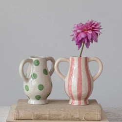 Polka Dot Stoneware Vase