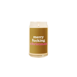 Merry Christmas Beer Can Glass Candle