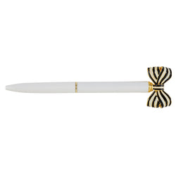 Striped Bow Pen -White