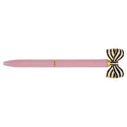 Striped Bow Pen- Dusty Rose