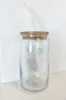 Sassy since birth glass tumbler with straw