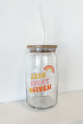 Zero Fucks Given Beer Can Glass