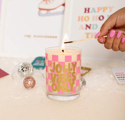 Jolly Vibes Only Rocks Glass Candle