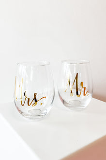 Mr. & Mrs. - Insulated Stainless Steel Stemless Wine Glass Set