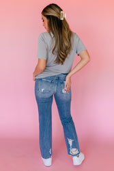 Goodbye Distressed Straight Jeans